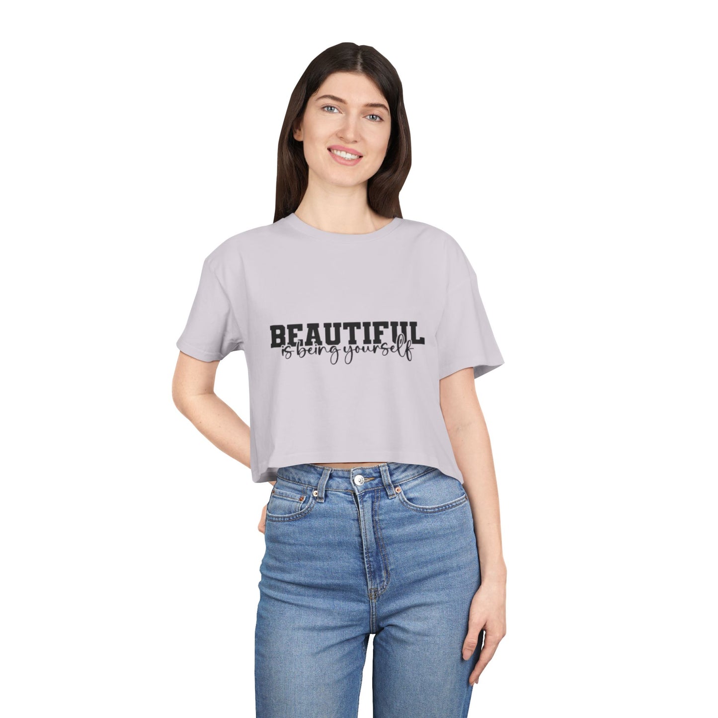 Beautifully You Women's Crop Tee - Affirmation T-Shirt, Self-Love Top, Fashionable Crop, Gift for Her, Summer Style, Casual Wear