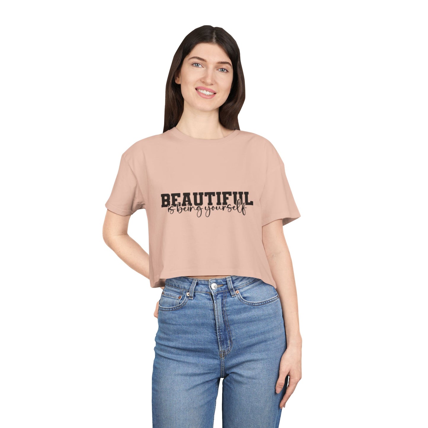 Beautifully You Women's Crop Tee - Affirmation T-Shirt, Self-Love Top, Fashionable Crop, Gift for Her, Summer Style, Casual Wear