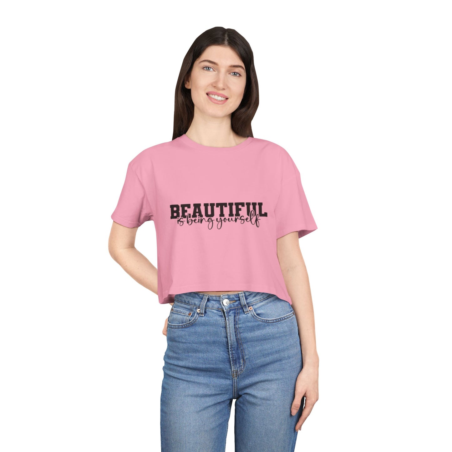 Beautifully You Women's Crop Tee - Affirmation T-Shirt, Self-Love Top, Fashionable Crop, Gift for Her, Summer Style, Casual Wear