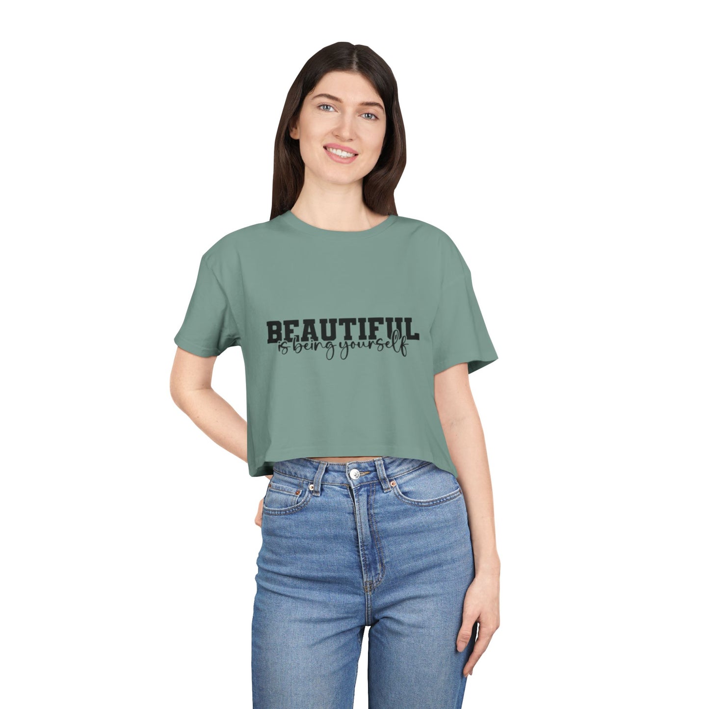 Beautifully You Women's Crop Tee - Affirmation T-Shirt, Self-Love Top, Fashionable Crop, Gift for Her, Summer Style, Casual Wear