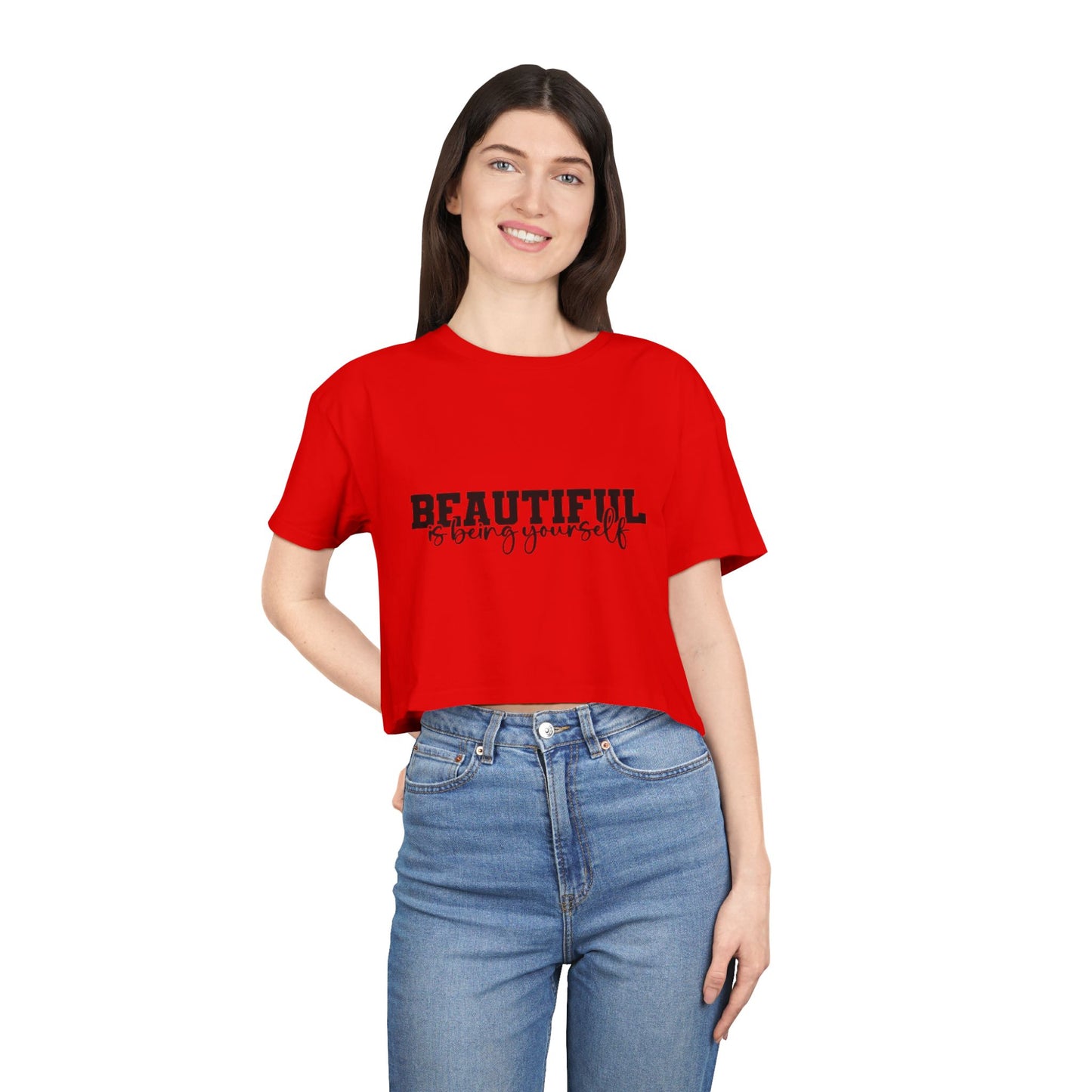 Beautifully You Women's Crop Tee - Affirmation T-Shirt, Self-Love Top, Fashionable Crop, Gift for Her, Summer Style, Casual Wear