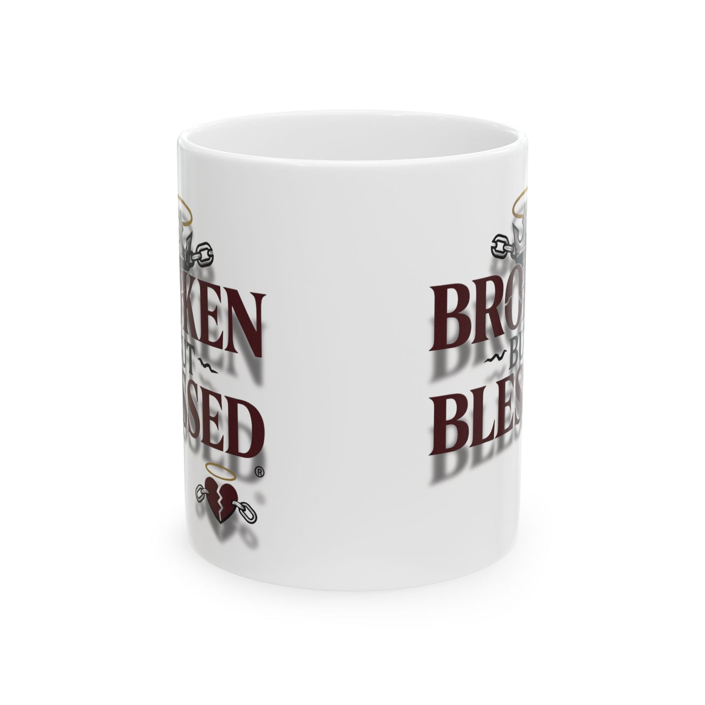 Broken and Blessed Ceramic Mug - Inspirational Coffee Mug, Gift for Friends, Positive Vibes, Motivational Drinkware, Unique Home Decor