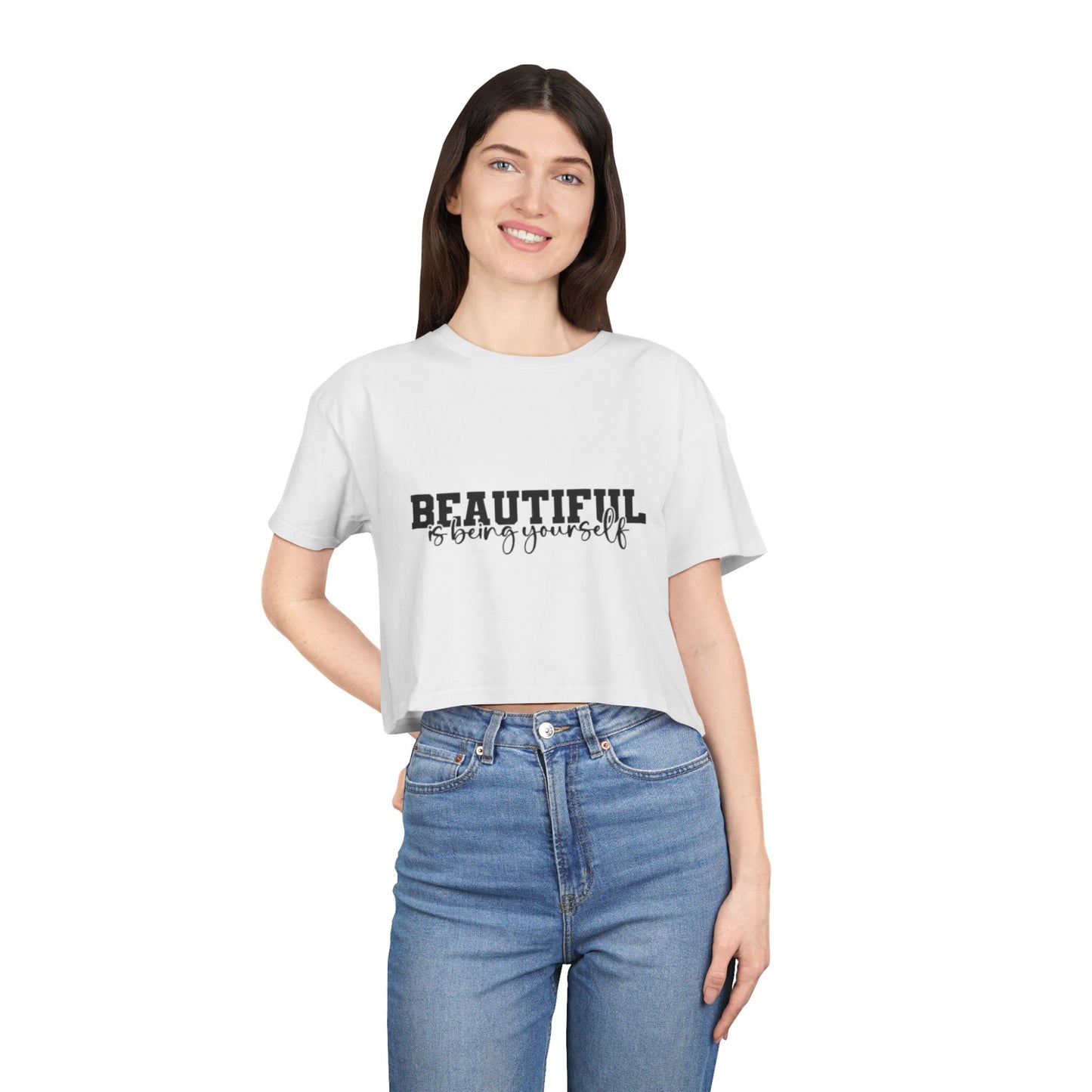 Beautifully You Women's Crop Tee - Affirmation T-Shirt, Self-Love Top, Fashionable Crop, Gift for Her, Summer Style, Casual Wear