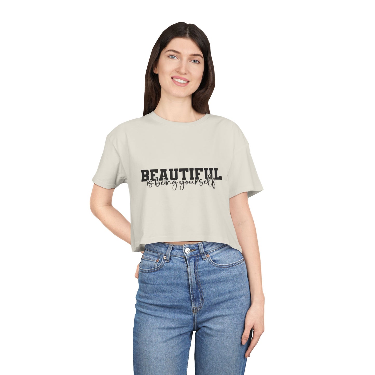 Beautifully You Women's Crop Tee - Affirmation T-Shirt, Self-Love Top, Fashionable Crop, Gift for Her, Summer Style, Casual Wear
