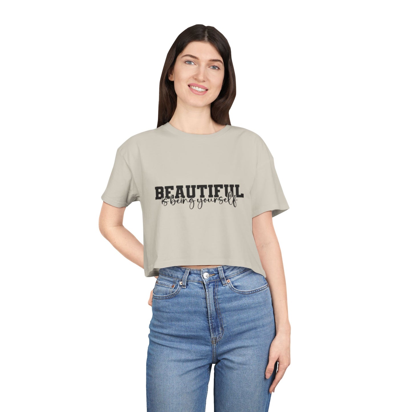 Beautifully You Women's Crop Tee - Affirmation T-Shirt, Self-Love Top, Fashionable Crop, Gift for Her, Summer Style, Casual Wear