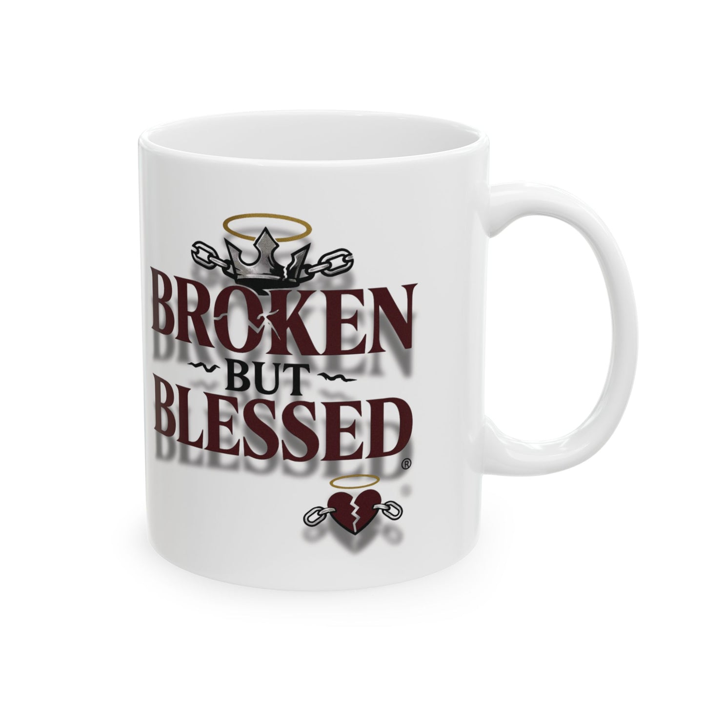 Broken and Blessed Ceramic Mug - Inspirational Coffee Mug, Gift for Friends, Positive Vibes, Motivational Drinkware, Unique Home Decor
