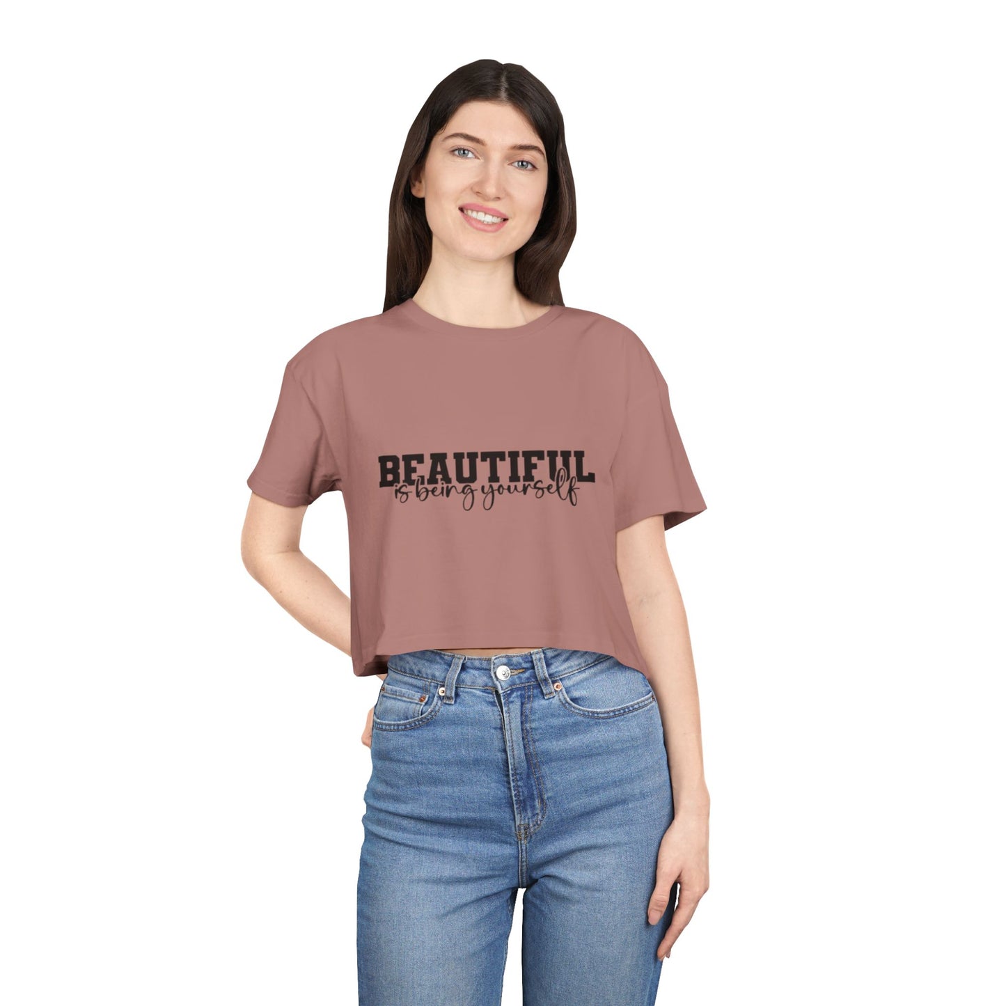 Beautifully You Women's Crop Tee - Affirmation T-Shirt, Self-Love Top, Fashionable Crop, Gift for Her, Summer Style, Casual Wear