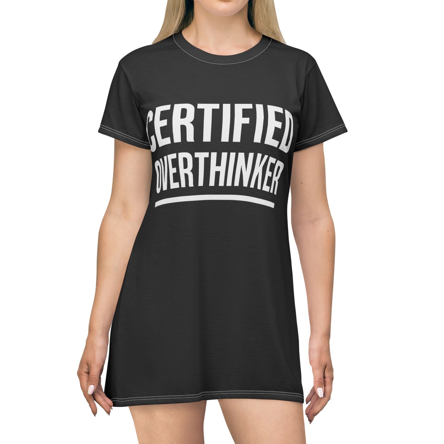 Certified Overthinker T-Shirt Dress - Comfy Casual Wear, Perfect Gift for Thoughtful Friends, Everyday Style, Relaxed Fit Dress, Gift [...]